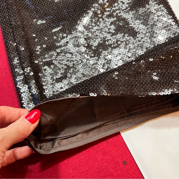 NEW H&M BROWN Sequined PANTS womens Size 14 formal Party Cocktail wide Flowy leg - Picture 15 of 16